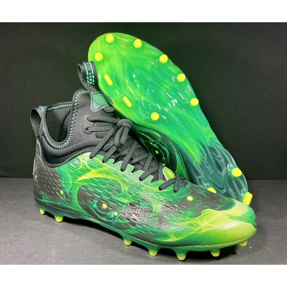 Under Armour Spotlight Lux MC LE Slime Football Cleats 3025376-001 Men Sz 11 NEW - Picture 1 of 6